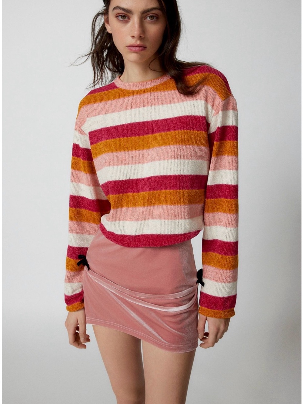 Urban Renewal Remnants Wide Stripe Chenille Cropped Sweater *NWT*